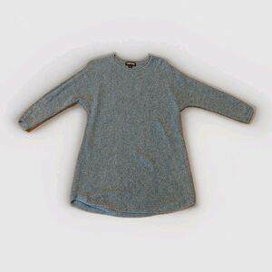 Lands End Sweater Womens Small Blue Linen Cotton 3/4 Sleeves Lightweight
